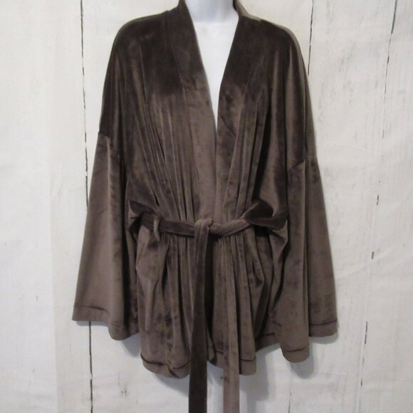 Skims Velour Short Robe XL Brown Kimono Cardigan Soft Cozy - Picture 1 of 7